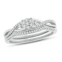 1/4 ct. t.w. Diamond By Pass Bridal Ring Sterling Silver
