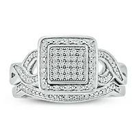 1/5 ct. t.w. Diamond Square Bridal Ring Sterling Silver
