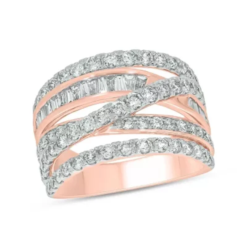 2.0 ct.t.w White Diamond Criss Cross Ring 14K Gold