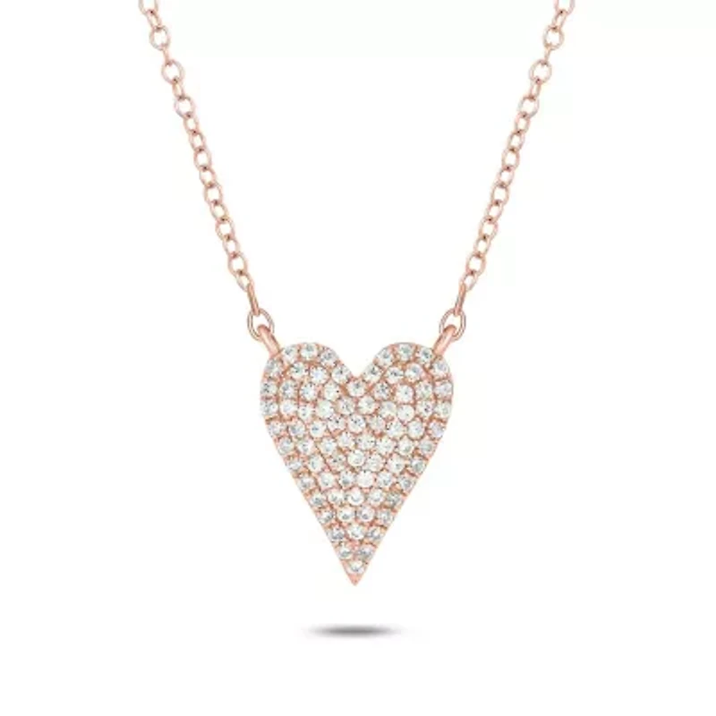 1/4 ct. t.w White Diamond Heart Shape Pendant Necklace 10K Gold