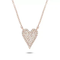 1/4 ct. t.w White Diamond Heart Shape Pendant Necklace 10K Gold
