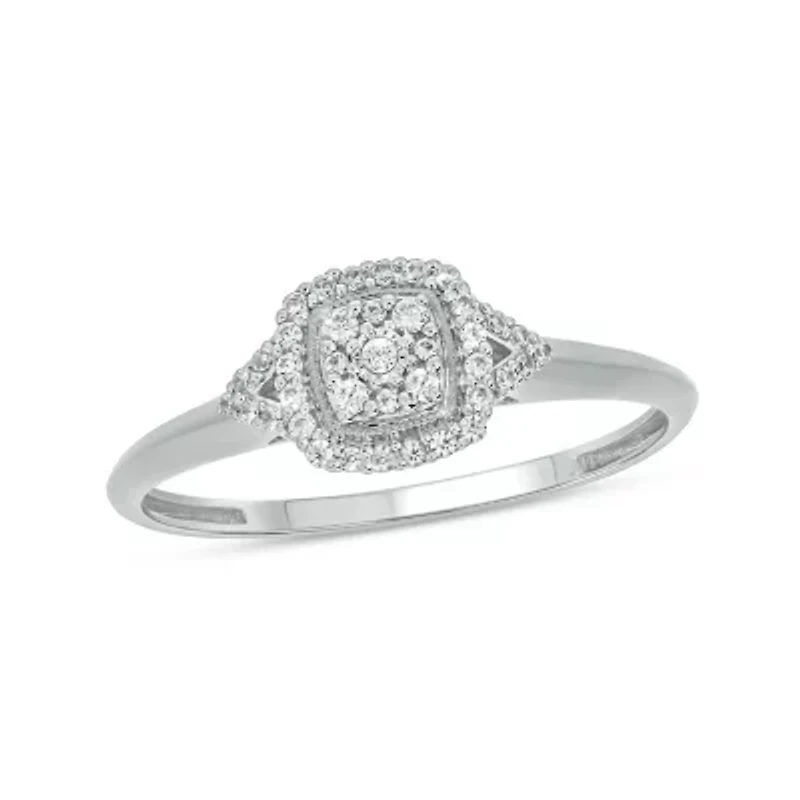 1/6 ct.t.w White Natrual Diamond Cluster Promise Ring Sterling Silver