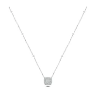 3/8 ct. t.w White Diamond Studded Cushion Pendant Necklace 10K Gold