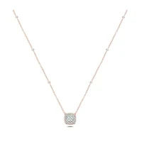 3/8 ct. t.w White Diamond Studded Cushion Pendant Necklace 10K Gold