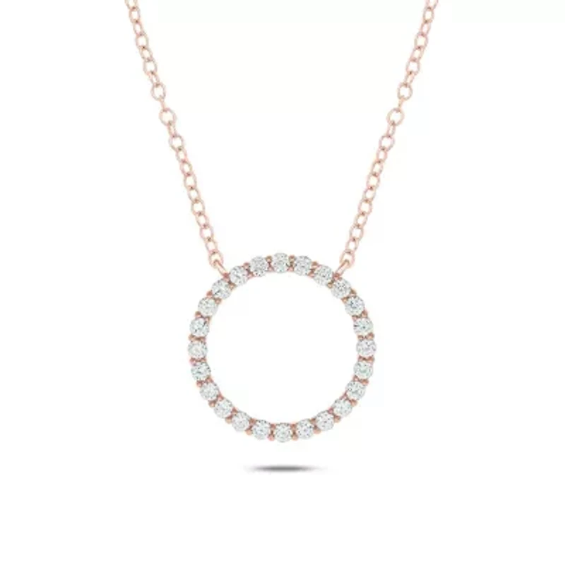 1/2 ct. t.w White Natrual Diamond Circle Ring Pendant Necklace 14K Gold