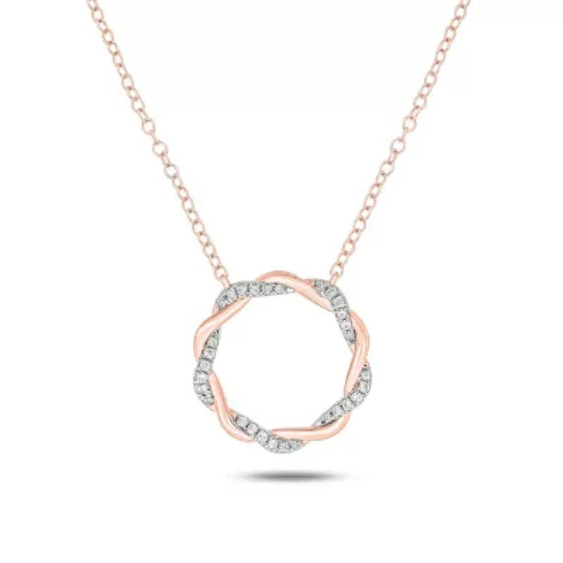 1/6 ct. t.w White Round Diamond Circle Ring Pendnat Necklace For Women's 10K Gold