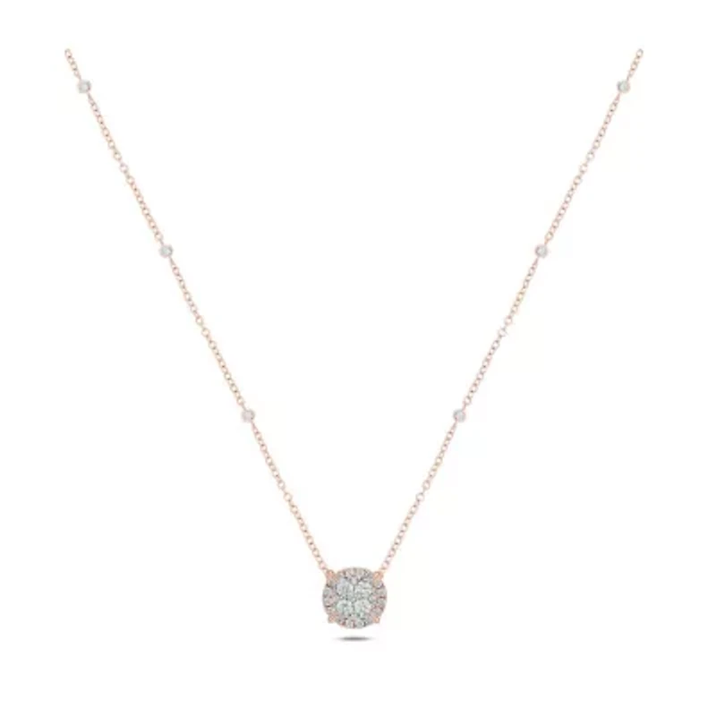 3/8 ct. t.w White Natrual Diamond Cushion Pendant Necklace 10K Gold