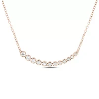 3/8 ct. t.w Natrual White Round Diamond Curved Bar Pendant Necklace 10K Gold