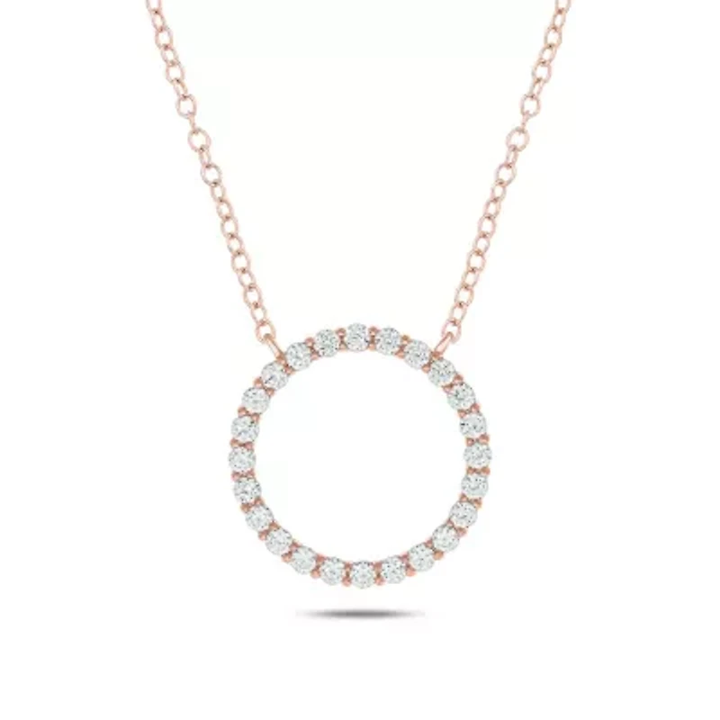 ct. t.w White Natrual Diamond Thischic Circle Ring Pendant Necklace 14K Gold