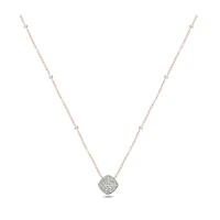 3/8 ct. t.w White Diamond Studded Cushion Pendant Necklace 10K Gold