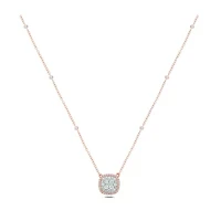 3/8 ct. t.w White Diamond Studded Round Pendant Necklace 10K Gold