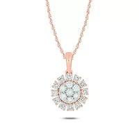 1/2 ct. t.w Natrual White Diamond Sun Pendant Necklace 10K Gold