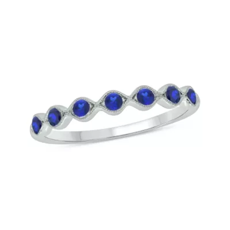 1/4 ct.t.w. Diamond Natural Blue Sapphire  Anniversary Band 14KT Rose Gold