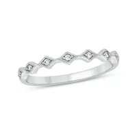 Diamond Accent Milgrain Anniversary Band Ring 14K White Gold