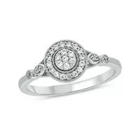 1/5 carat, Diamond Round Clustre Composite,Marquise Composite Ring 14K Yellow Gold