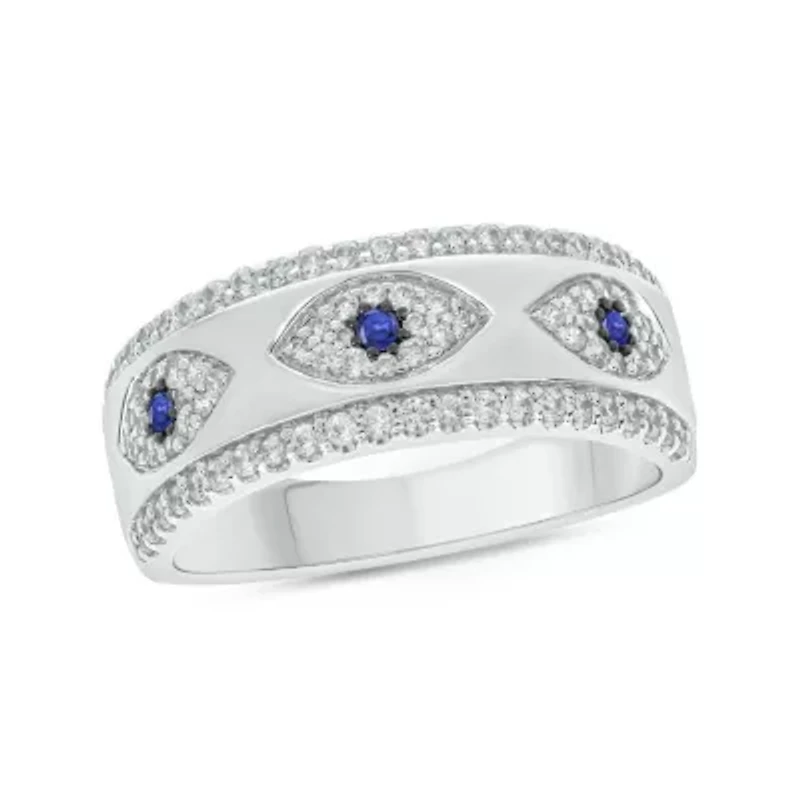 1/2 carat, Diamond Evil Eye, Colorstone Ring 14K White Gold