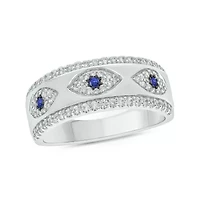 1/2 carat, Diamond Evil Eye, Colorstone Ring 14K White Gold