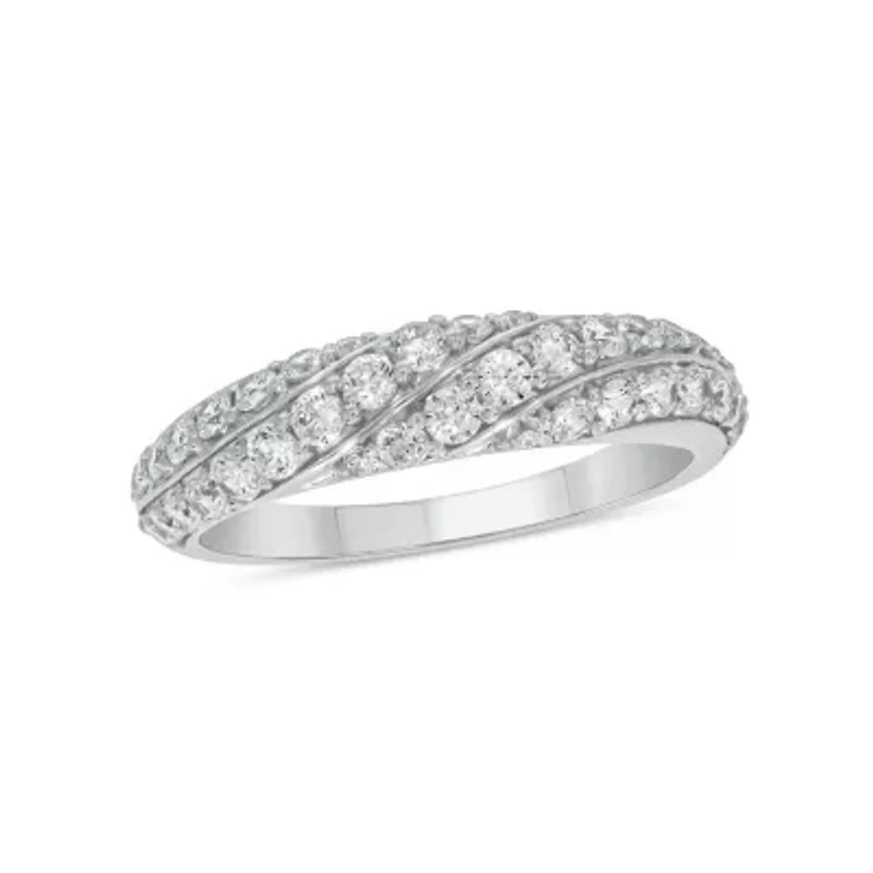 7/8 Carat, Diamonds Elegant Anniversary Ring 14K White Gold