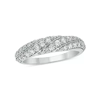 7/8 Carat, Diamonds Elegant Anniversary Ring 14K White Gold