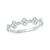 1/4 Carat, Diamonds Elegant floral Ring 14K White Gold