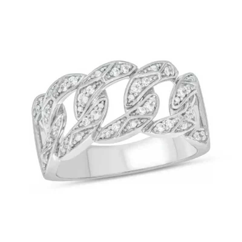 1/3 Carat, Diamonds Cuban Men's Ring Sterling Silver