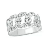 1/3 Carat, Diamonds Cuban Men's Ring Sterling Silver