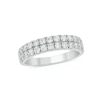 Lab Created 1 Carat Lab-Grown Dazzling Two-Row Diamond Anniversary Ring Sterling Silver