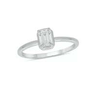 Lab Created 1/3 Carat Lab-Grown Diamond Solitaire Emerald-Cut Ring Sterling Silver