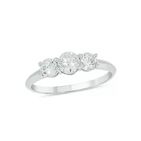 Lab Created 1 Carat Lab-Grown Round Diamond Engagement Ring Sterling Silver