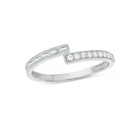 Lab Created 1/4 Carat Lab-Grown Round & Baguette Bypass Fashion Ring Sterling Silver