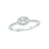 Lab Created 1/3 Carat Lab-Grown Diamond Solitaire Oval Ring Sterling Silver