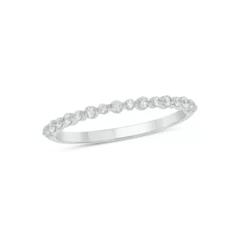 Lab Created 1/ Carat Lab-Grown Diamond Half Bezel Anniversary Ring Sterling Silver