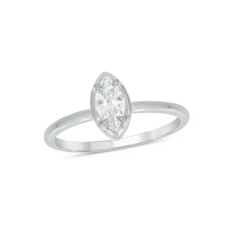Lab Created 1/3 Carat Lab-Grown Diamond Marquise Solitaire Ring Sterling Silver