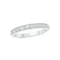 Lab Created 1/4 Carat Lab-Grown Round & Baguette Anniversary Band Ring Sterling Silver