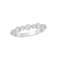 Lab Created 1/ Carat Lab-Grown Diamond Half Bezel Anniversary Ring Sterling Silver
