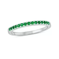 Natural Emerald Stackable Ring Band Sterling Silver