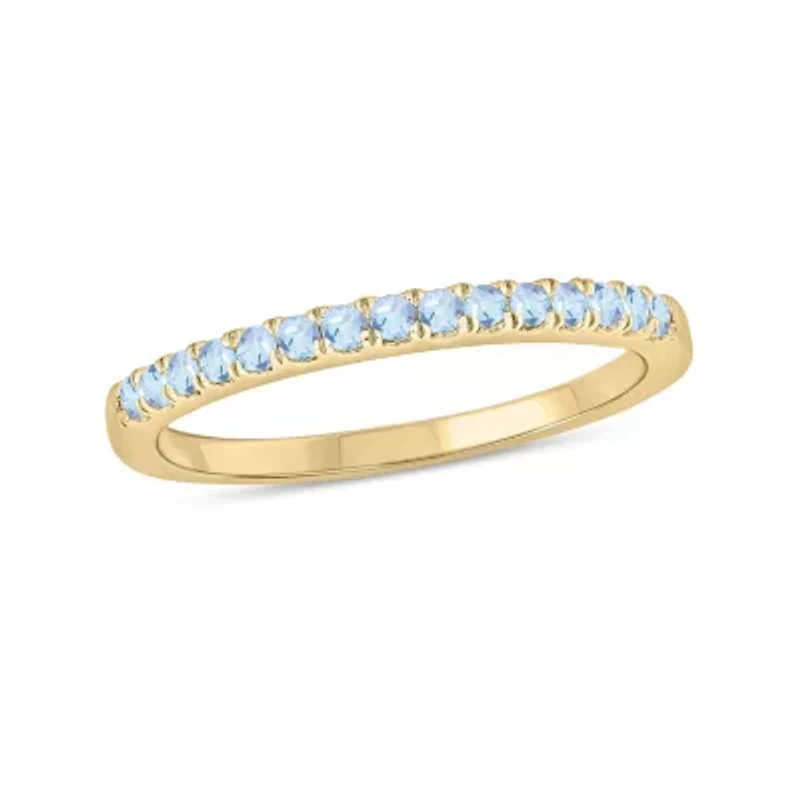 Natural Aquamarine Stackable Ring Band Sterling Silver