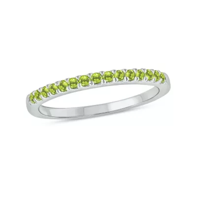 Natural Peridot Stackable Ring Band 10K Yellow Gold