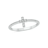 Lab Created Diamond Accent Lab-Grown Cross-Shaped Stylish Fashion Ring Sterling Silver