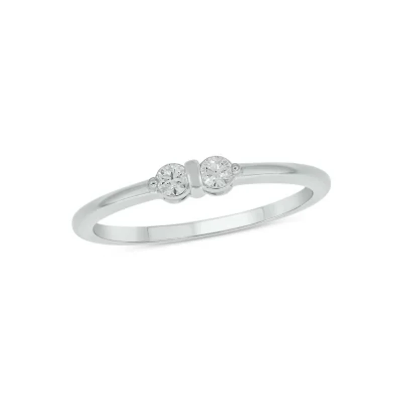 Lab Created 1/6 Carat Two-Stone Symbolic Fashion Ring Sterling Silver