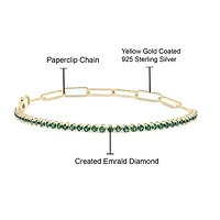 Lab Created 1.50 ct. t.w. Created Emerald Paperclip Tenis Bracelet in Sterling Silver