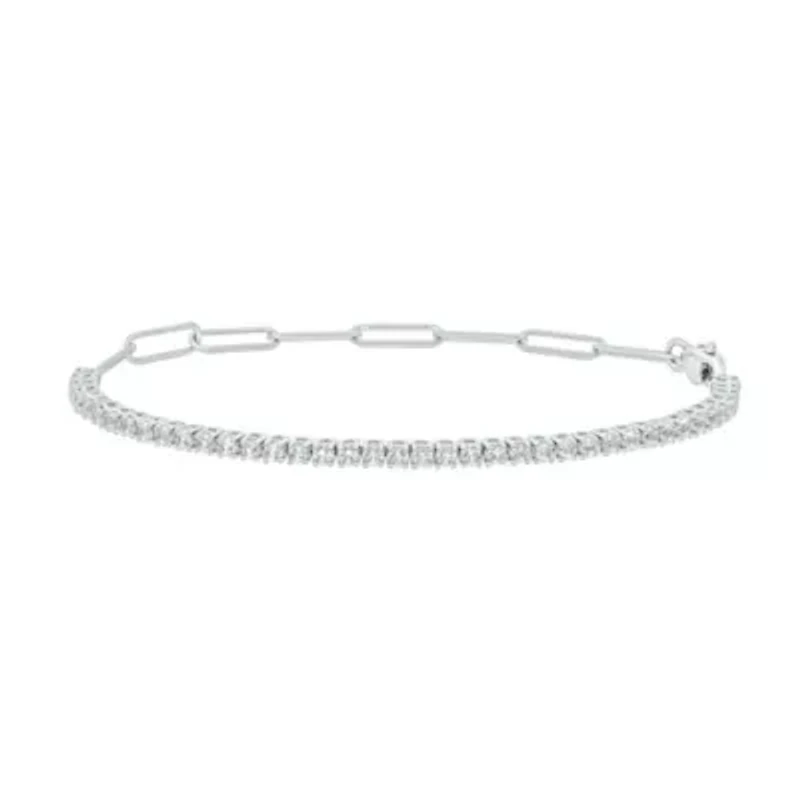 Lab Created 1.50 ct. t.w. Created Sapphire Paperclip Tenis Bracelet in Sterling Silver