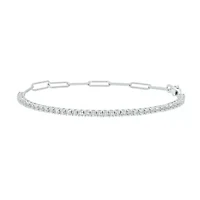 Lab Created 1.50 ct. t.w. Created Sapphire Paperclip Tenis Bracelet in Sterling Silver