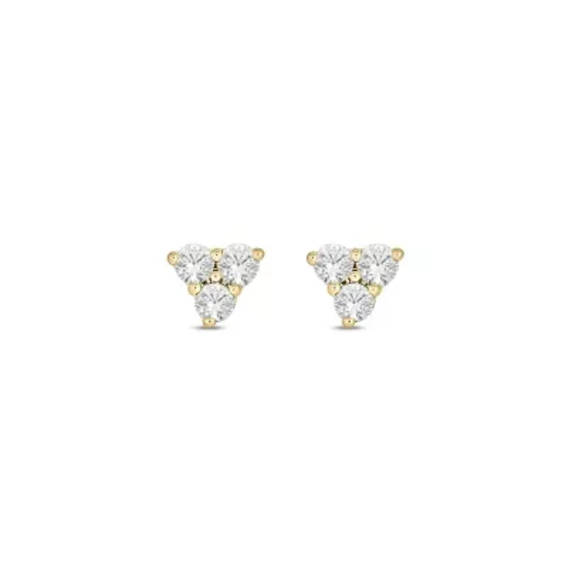 Lab Created 1/10 Carat Lab Grown Diamond Triangle Stud Earring in 10KT Yellow Gold