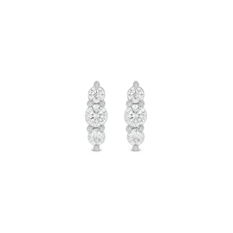 Lab Created 1/5 Carat 3 Lab Grown Diamond Stud Earring in 10KT White Gold
