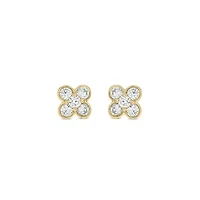 Lab Created 1/4 Carat  Lab Grown Diamond Flower Shape Earring in 10KT Yellow Gold