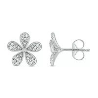 1/3 ct. t.w. Diamond Flower Earring In Sterling Silver