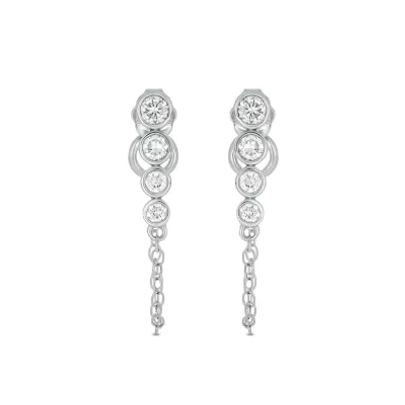 Lab Created 3/8 Carat Lab Grown Diamond Four Dazzling Elegant Earrings in Sterling Silver