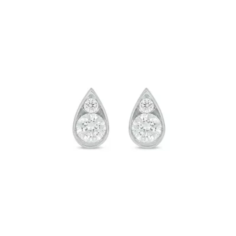 Lab Created 3/8 Carat Lab Grown Diamond Pear Shape Studs Earring in 10KT White Gold