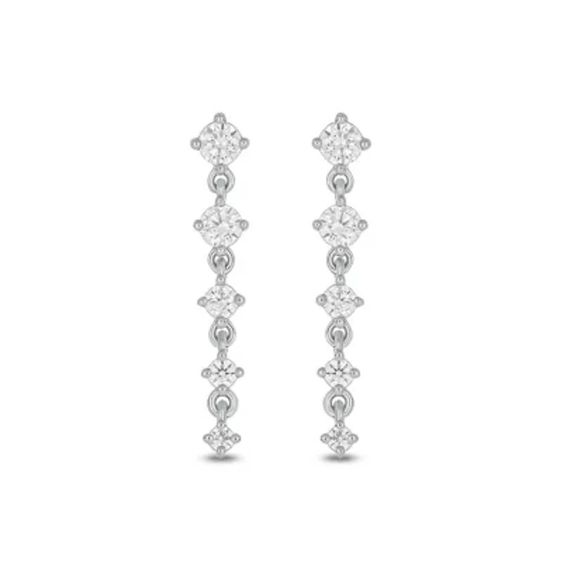 Lab Created 1/2 Carat Lab Grown Diamond Drop Shap Earrings in Sterling Silver